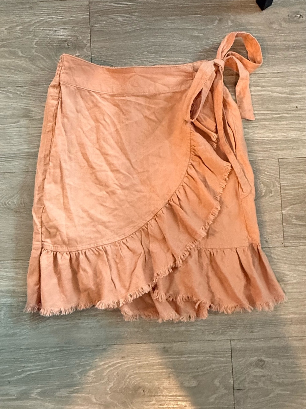Cato Peach Asymmetrical Wrap Ruffle Skirt - Picture 3 of 7